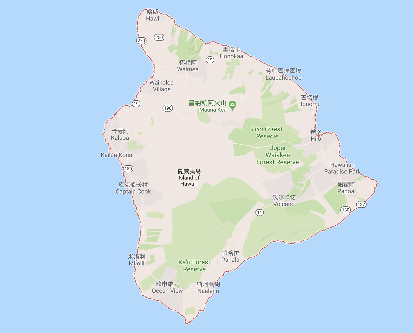 美国的夏威夷岛在哪 地图