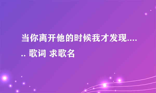 当你离开他的时候我才发现...... 歌词 求歌名