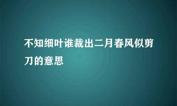 不知细叶谁裁出二月春风似剪刀的意思