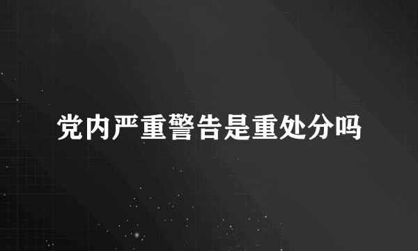 党内严重警告是重处分吗