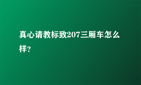 真心请教标致207三厢车怎么样？