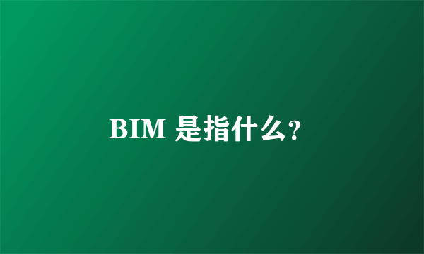 BIM 是指什么？