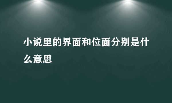 小说里的界面和位面分别是什么意思