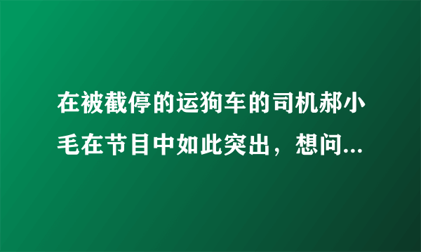 在被截停的运狗车的司机郝小毛在节目中如此突出，想问最后有没有起诉，结果如何！