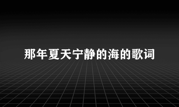 那年夏天宁静的海的歌词