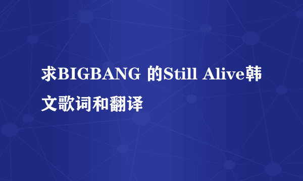 求BIGBANG 的Still Alive韩文歌词和翻译