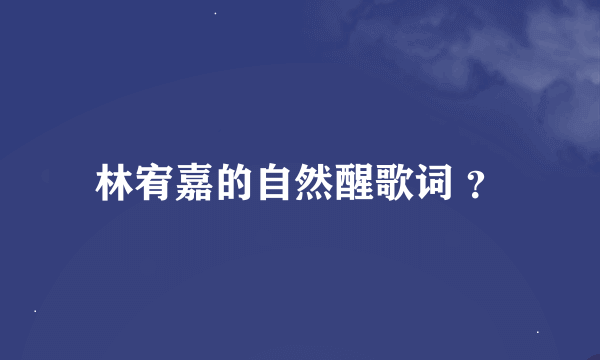 林宥嘉的自然醒歌词 ？