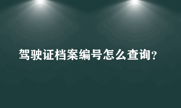 驾驶证档案编号怎么查询？