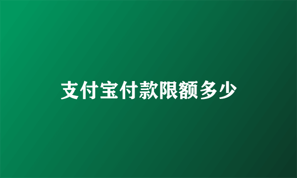 支付宝付款限额多少