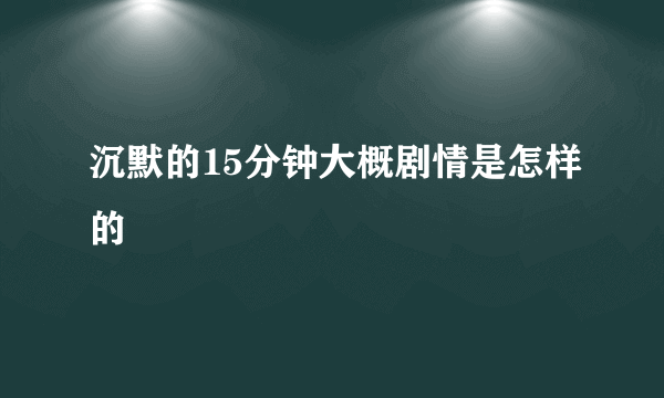 沉默的15分钟大概剧情是怎样的