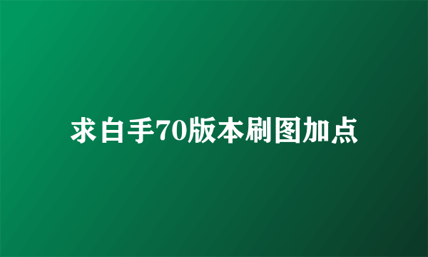 求白手70版本刷图加点