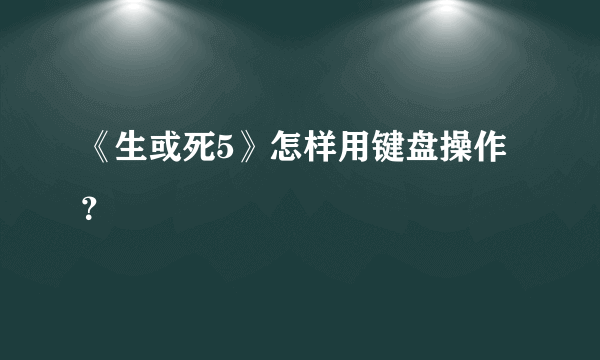 《生或死5》怎样用键盘操作？