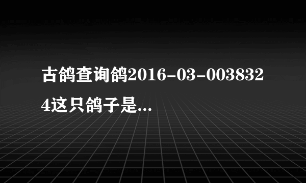 古鸽查询鸽2016-03-0038324这只鸽子是那个公棚的鸽主叫什么名字，鸽子成绩如何？