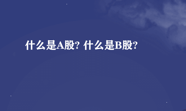 什么是A股? 什么是B股?