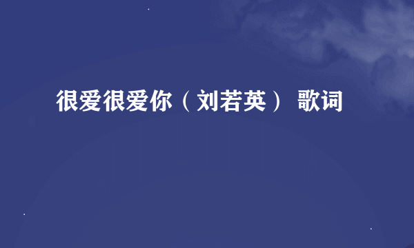 很爱很爱你（刘若英） 歌词