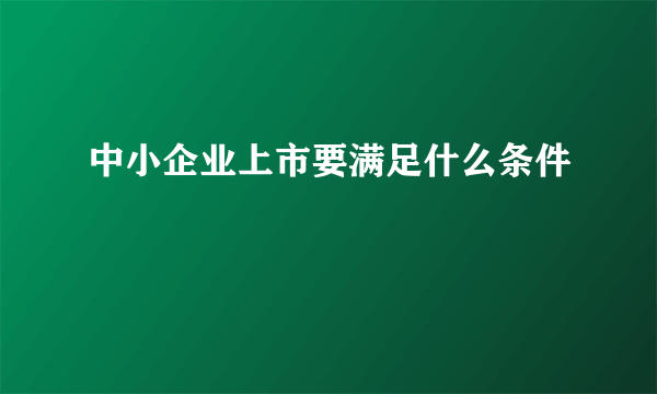 中小企业上市要满足什么条件