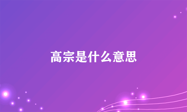 高宗是什么意思