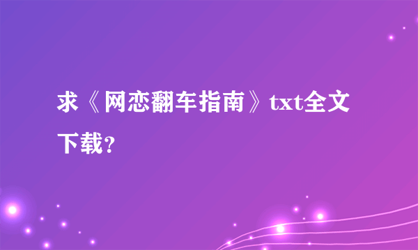 求《网恋翻车指南》txt全文下载？