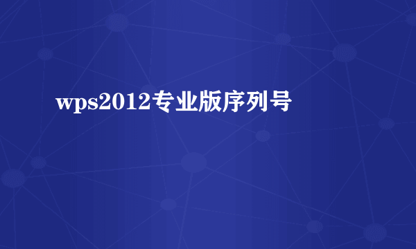 wps2012专业版序列号