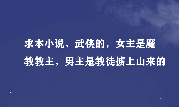 求本小说，武侠的，女主是魔教教主，男主是教徒掳上山来的