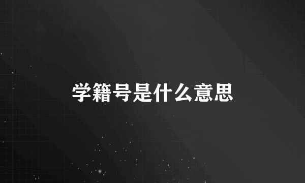 学籍号是什么意思