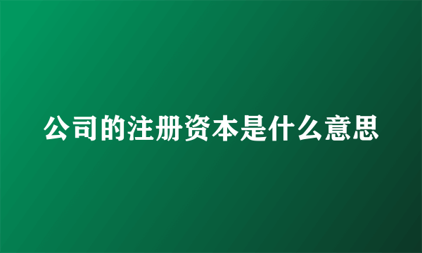 公司的注册资本是什么意思