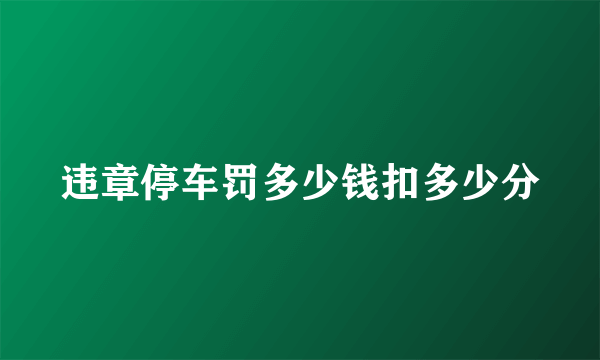 违章停车罚多少钱扣多少分