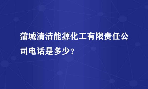 蒲城清洁能源化工有限责任公司电话是多少？