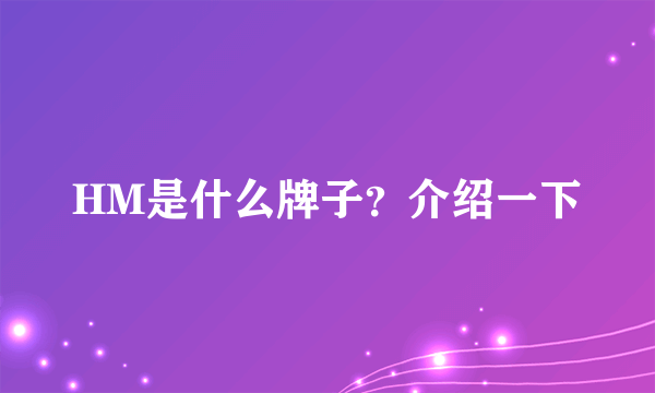 HM是什么牌子？介绍一下