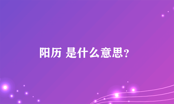 阳历 是什么意思？