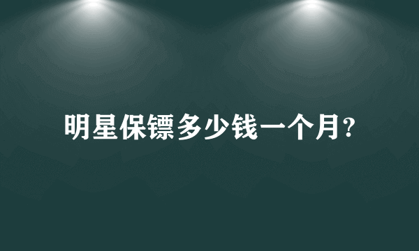 明星保镖多少钱一个月?