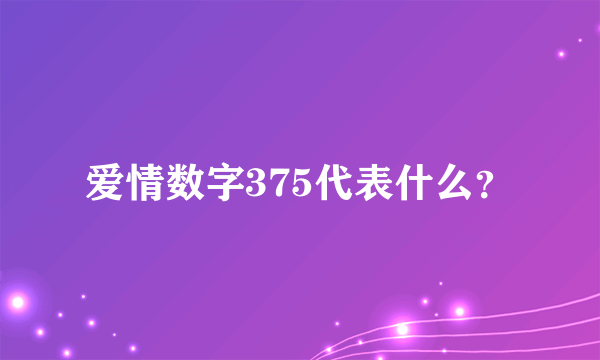 爱情数字375代表什么？