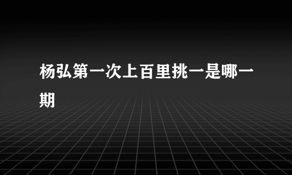 杨弘第一次上百里挑一是哪一期