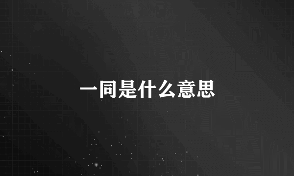 一同是什么意思