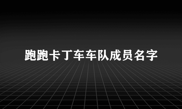 跑跑卡丁车车队成员名字