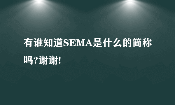 有谁知道SEMA是什么的简称吗?谢谢!