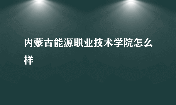 内蒙古能源职业技术学院怎么样