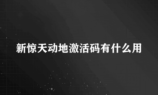 新惊天动地激活码有什么用