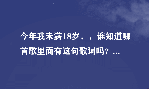 今年我未满18岁，，谁知道哪首歌里面有这句歌词吗？？酒吧经常放