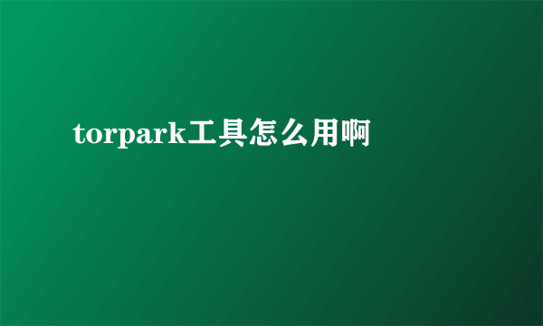 torpark工具怎么用啊