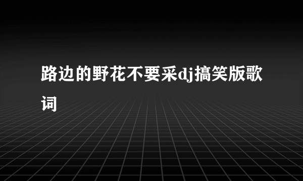 路边的野花不要采dj搞笑版歌词