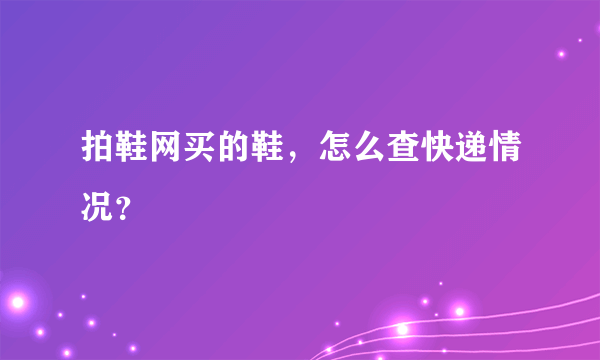 拍鞋网买的鞋，怎么查快递情况？