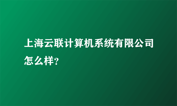 上海云联计算机系统有限公司怎么样？