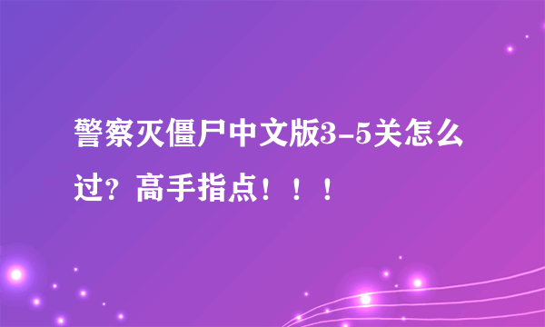 警察灭僵尸中文版3-5关怎么过？高手指点！！！