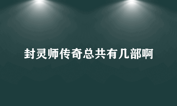 封灵师传奇总共有几部啊