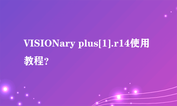 VISIONary plus[1].r14使用教程？