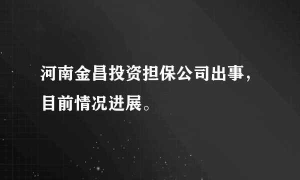 河南金昌投资担保公司出事，目前情况进展。