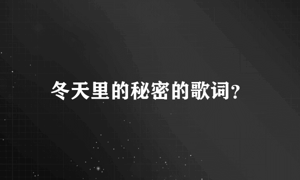 冬天里的秘密的歌词？