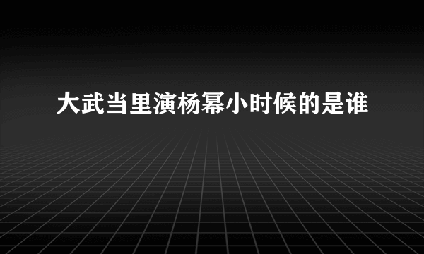 大武当里演杨幂小时候的是谁