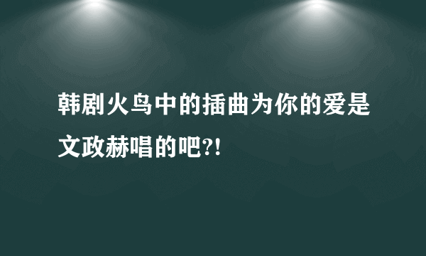 韩剧火鸟中的插曲为你的爱是文政赫唱的吧?!